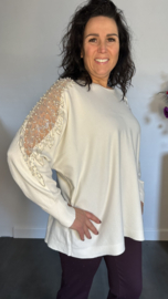 Trui Melany parels & glitters ecru