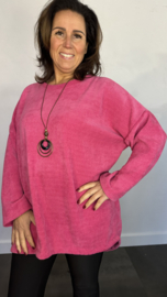 Tuniek baby rib met koord en ketting +SIZE Fuchsia