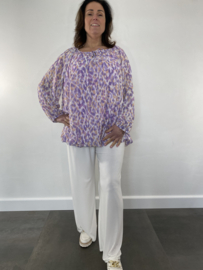 Broek met wijde pijpen ecru
