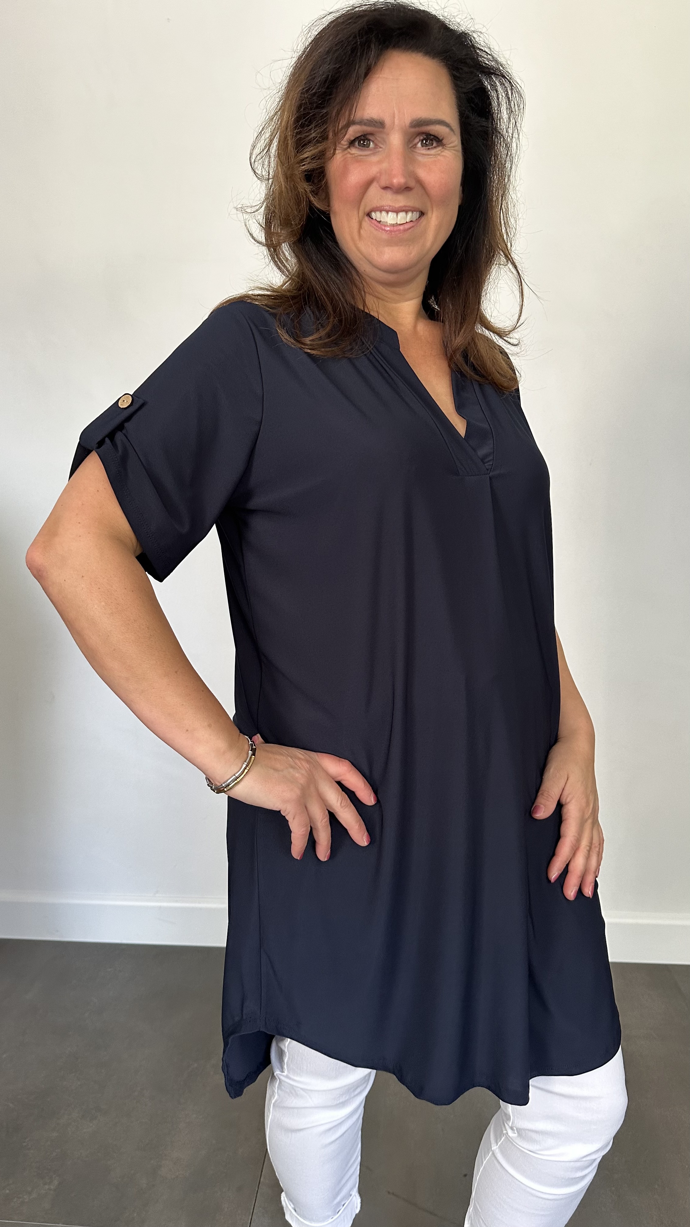 Tuniek liz korte mouw marine