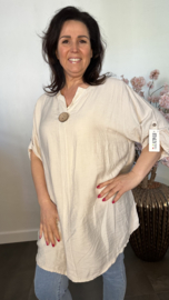 Blouse Linda linnenlook Zand