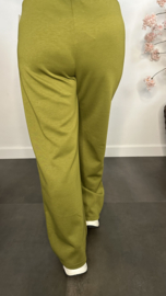 Palazzo broek Mirjam met siernaad Olijf groen