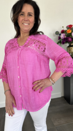 Blouse met kant Summer fuchsia
