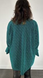 Blouse met ruche en volant sparkle lines groen