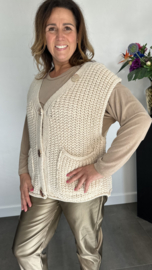 Mouwloos vest met knopen beige