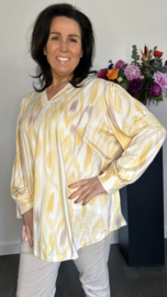 Soft shirt met v-hals en pofmouw Aztec Geel
