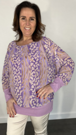 Blouse met boord panter tijger lila