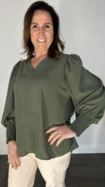 Blouse Emma met pofmouw army