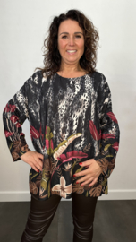 Blouse Conny Panter/ Bloemen zwart