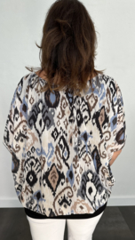 Blouse met boord aztec zwart