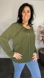 Ballon shirt travel met elastiek donker army