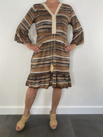 Lurex jurkje gestreept bruin