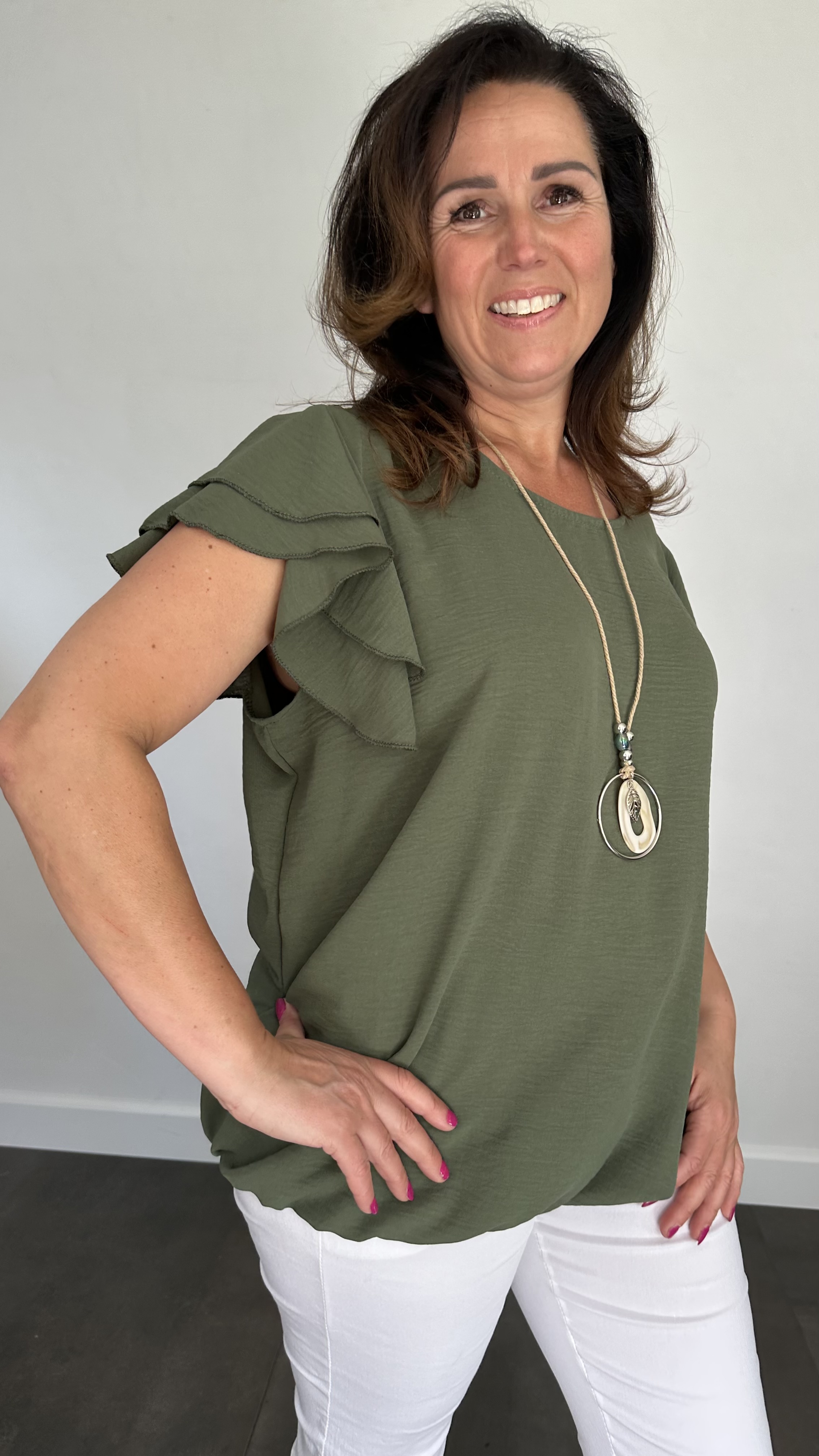 Shirt Celine met ketting +SIZE army