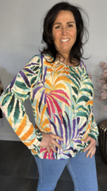 Ballon shirt met elastiek Palm gekleurd