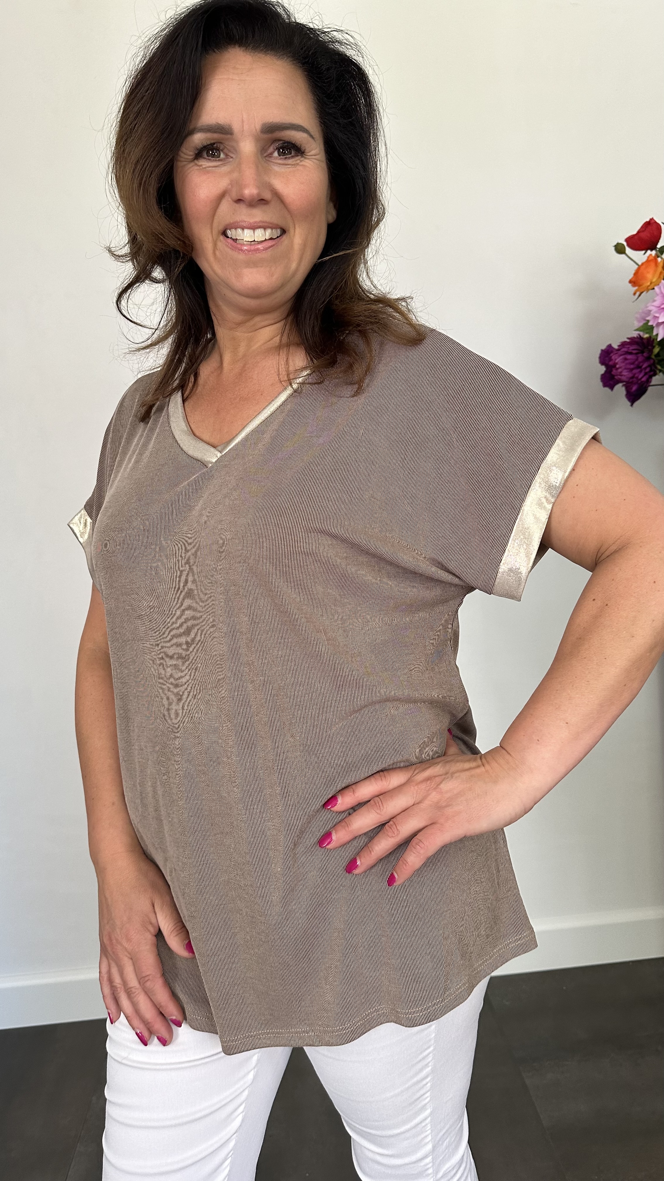 Shirt Milou goud/ taupe