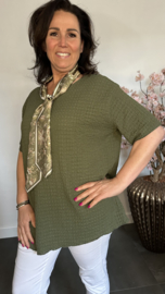 Crinkle shirt met sjaaltje Army