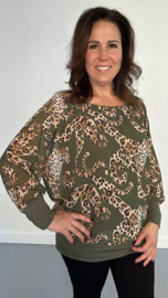 Blouse met boord curly panter army