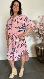 Linnenlook jurk Jade Roze