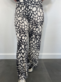 Flared pants croco zwart/ ecru