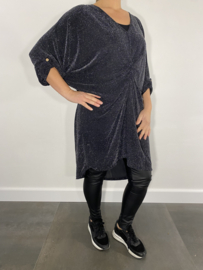 Glitter tuniek/ jurk met twist zilver 