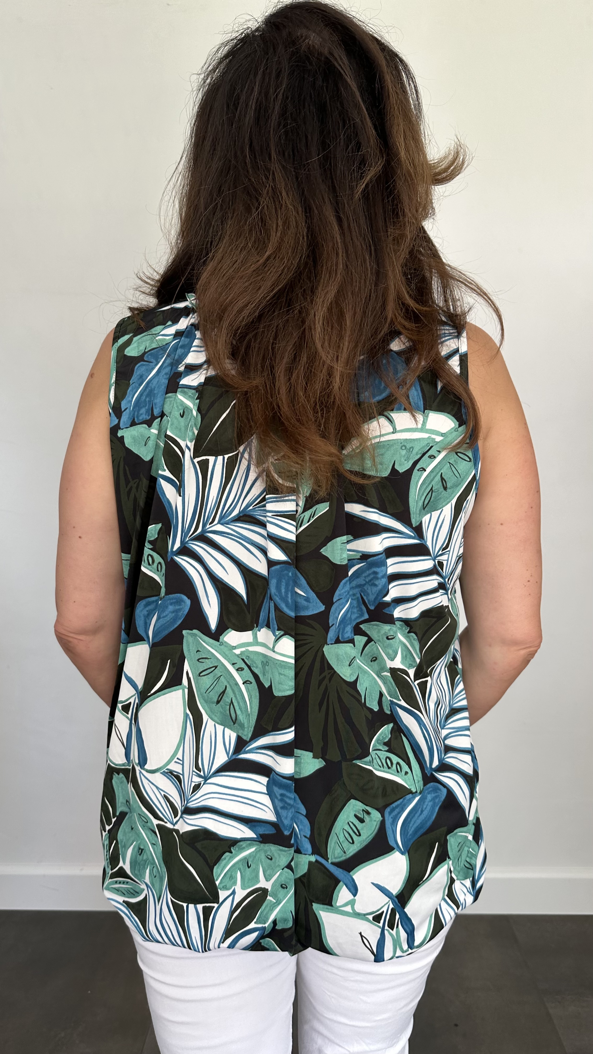 Ballon top leaves army/ blauw/mint