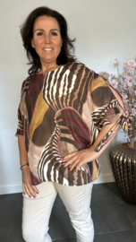 Blouse Selma met strikjes Bruin