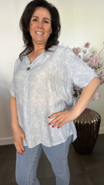 Blouse Silvi flowers IJsblauw