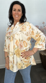 Blouse Eloise met rozen geel