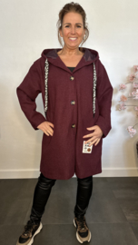 Half lange jas met capuchon Bordeaux