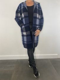 Geruit vest met capuchon blauw