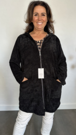 Baby rib vest met rits & capuchon +Size zwart