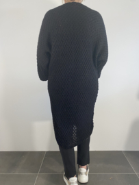 Grof gebreid vest met zakken zwart