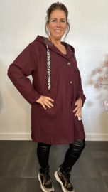 Half lange jas met capuchon Bordeaux