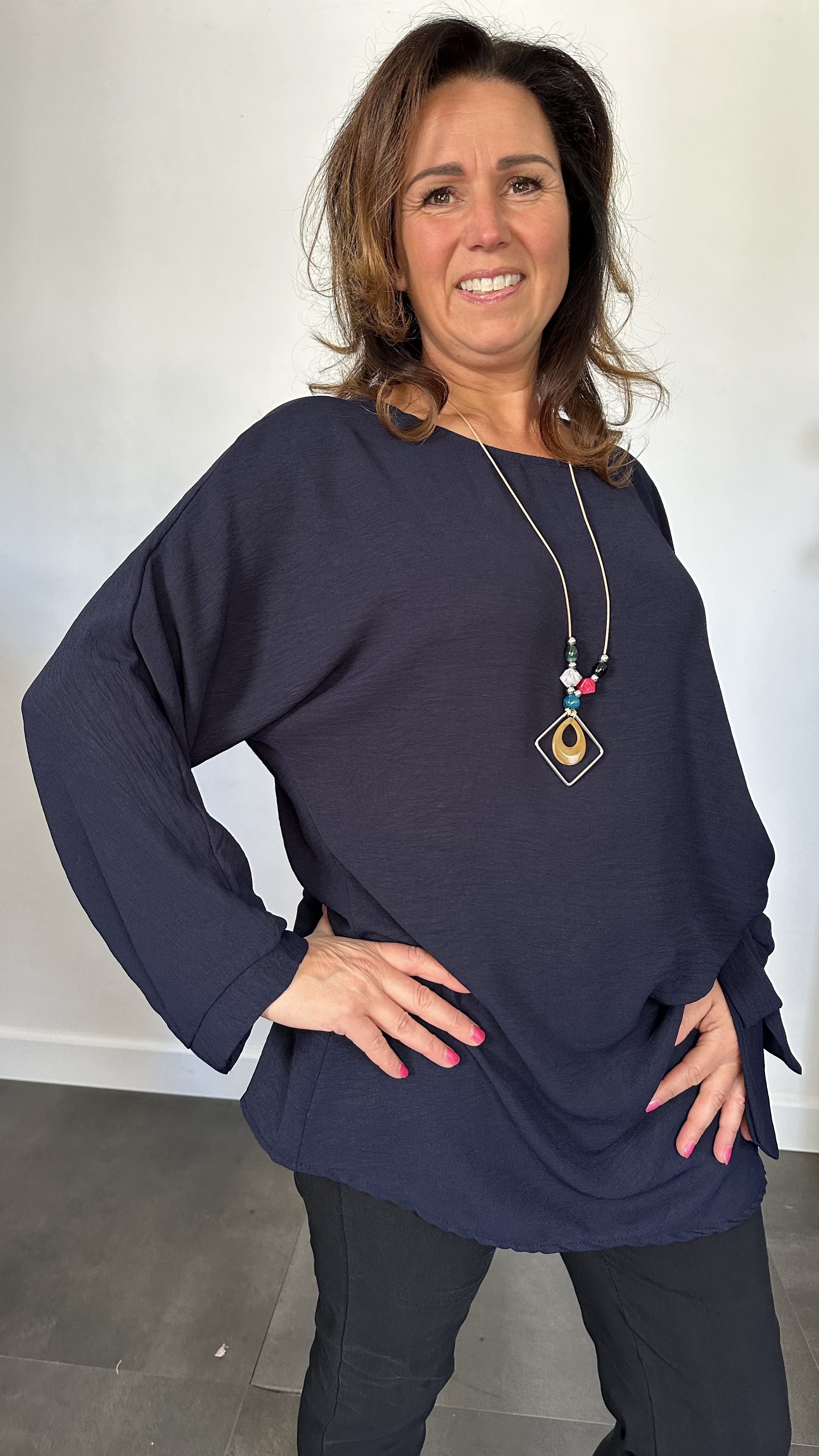 Shirt met strik Reza marine