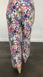 Flared broek gebloemd fuchsia