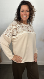 Sweater met kant en pailletten Zand