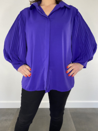 Blouse met plissé pofmouw paars