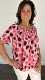 Ballon shirt met elastiek +SIZE furry spot fuchsia