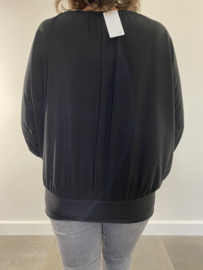 Shirt met elastische boord en vleermuis mouw travel zwart