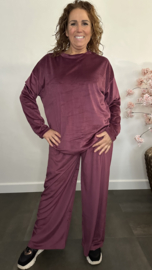 Velvet comfy pak Suus, 2-delig Bordeaux