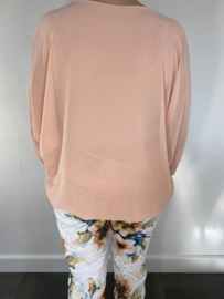 Blouse met boord new zipp  lange mouw peach