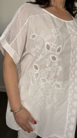 Blouse Irma broderie/ glitter Wit
