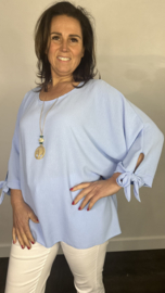 Top met strikjes & ketting +Size ijsblauw
