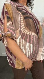 Blouse Selma met strikjes Taupe