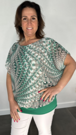 Blouse met boord pauw groen
