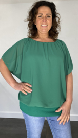 Blouse met boord korte mouw +SIZE groen