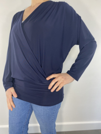Overslag top met brede elastische boord blauw