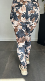 Suèdine joggjeans leaves zwart/zand