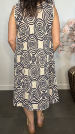 Linnenlook jurk Lenny-Cirkels zand