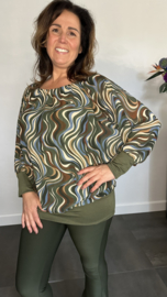 Blouse met boord ocean waves army